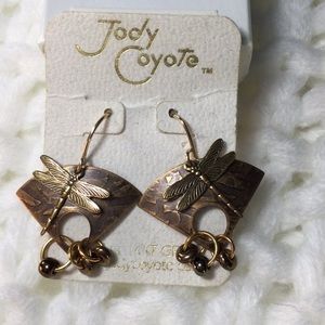 14k gold plated Jody Coyote dragonfly earrings